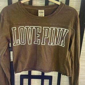 PINK Victoria's Secret Brown Cropped Blouse